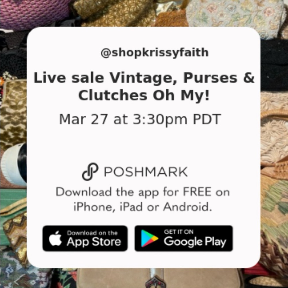 SAVE THE DATE 3/27/24 6:30 PM 50 Bags • Vintage • Boho • Prom • Free Shipping!!